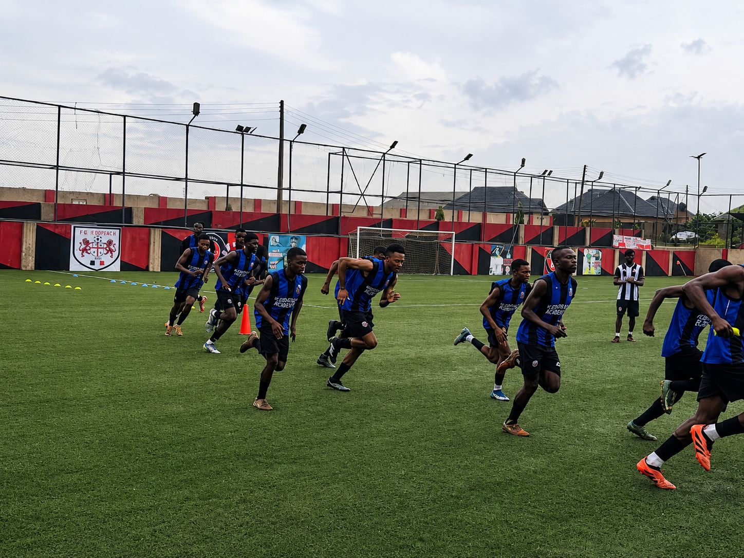 Academy players in a sprint training exercise